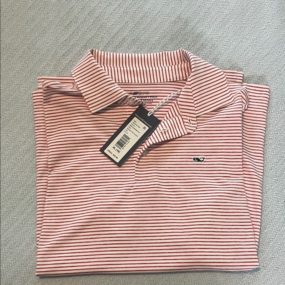 Vineyard Vines Red & White Striped Polo Shirt
